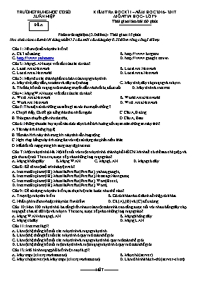 Đề kiểm tra học kì I Tin học 9 - Năm học 2016-2017 - Trường THCS Xuân Hiệp